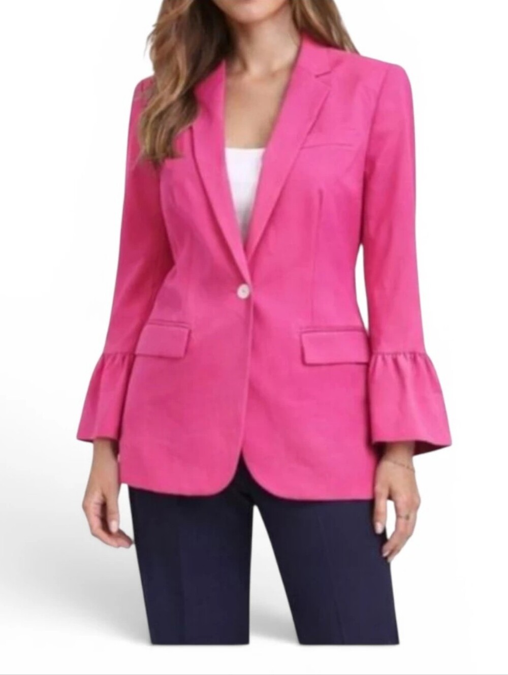 MICHAEL Michael Kors Hot Pink Ruffle Sleeve Blazer